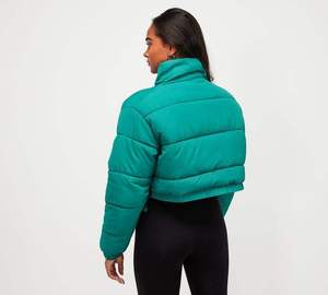 Women's Short Cropped Quilted Jacket with Zipper Closure Detachable Stand Collar Lightweight <b>Thick</b> <b>Winter</b> <b>Coat</b> - Product Image 2