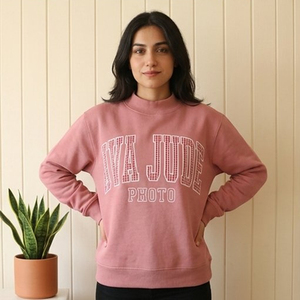 Iva Jude Photo Women's Pink Custom Puff Print Ready Mock Neck Fleece | Screen Printing Blank Pullover | Pre-Shrunk <b>Acid</b> <b>Wash</b> - Product Image 1