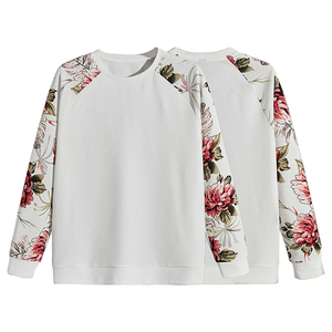 Unisex Floral Print <b>Raglan</b> Sleeve Pullover Sweatshirt Oversized O-Neck Knitted Cotton Casual Spring <b>Top</b> - Product Image 3