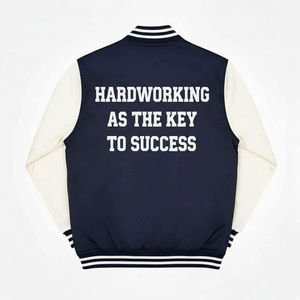 KIC <b>Men's</b> Varsity <b>Jacket</b> Navy <b>White</b> Letter Embroidered Preppy Style Regular Fit Autumn Outerwear - Product Image 3