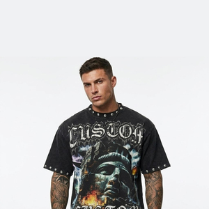 Hot Selling Graphic DTG Print <b>T</b>-<b>Shirt</b> 100% Cotton Jersey New Trendy Vintage Style Short Sleeve <b>T</b> <b>Shirt</b> For Unisex OEM Tee <b>Shirts</b> - Product Image 2