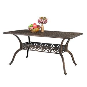 Tavolo da Giardino in Mosaico di Alluminio Pressofuso Bronzato da 59 Pollici Senza Sedie - Product Image 2