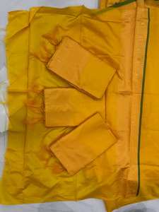 Sari Indio Tradicional Amarillo Suave y Elegante con Borde de Zari, para Bodas de Verano, Ropa Festiva para Mujer, Sin Arrugas, Protección Solar, Étnico - Product Image 5