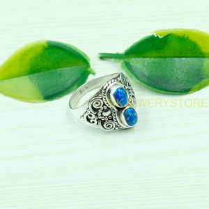 Bague délicate en opale, argent sterling 925, bague statement, bague faite à la main, design unique, bijoux en opale, cadeau de Noël pour femme - Product Image 2