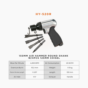Martillo Neumático de 150 mm con Cuerpo de Aleación de Aluminio, Garantía de 1 Año, Carrera de 1-5/8'', Peso de 1.13 kg, Personalizable, Soporte OEM - Product Image 4