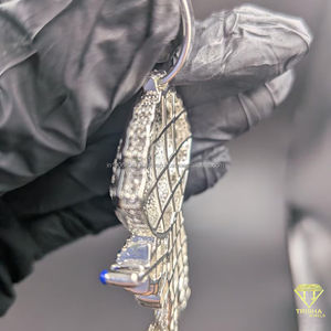 Colgante de Personaje de Dibujos Animados con Diamantes de Laboratorio VVS en Plata de Ley 925, Joyería Hip Hop - Product Image 2