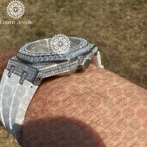 ชาร์ม จิวเวลส์นาฬิกาข้อมือผู้ชายสแตนเลสสตีล ตัวเรือนทรงสี่เหลี่ยม 40 มม. ประดับเพชร อนาล็อก หรูหรา แฟชั่น กลไกอัตโนมัติ แสดงวันที่ - Product Image 3