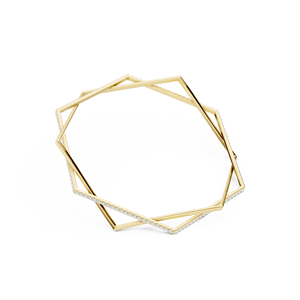Luxury Yellow Gold Geometric Hexagon <b>Bangle</b> Bracelet <b>Set</b> for Women Minimalist Crystal Stackable Fashion Jewelry - Product Image 4