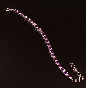 Pulsera de tenis de amatista natural, plata de ley 925 chapada en oro, joyería elegante para mujer, piedra de nacimiento de febrero, regalo de lujo - Product Image 3