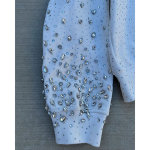 Sweat-shirts à capuche personnalisés entièrement imprimés avec paillettes, diamants et strass, à fermeture éclair, surdimensionnés, pour l'hiver, service OEM FINA SPORTS - Product Image 5