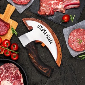 Cortador de Pizza Tipo Mezzaluna, Hecho a Mano, Ecológico, Resistente, de Grado Industrial, con Hoja de Acero con Alto Contenido de Carbono, Mango de Madera - Product Image 1