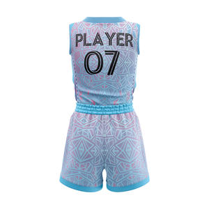Conjunto de Uniforme de Baloncesto para Niñas, 100% Poliéster, Sin Mangas, Impresión por Sublimación, Personalizable con Nombre del Equipo, Absorbe la Humedad, Tallas Grandes - Product Image 5