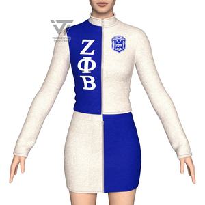 Mono acanalado personalizado de dos piezas, ropa bordada Zeta Phi Beta Sorority - Product Image 1