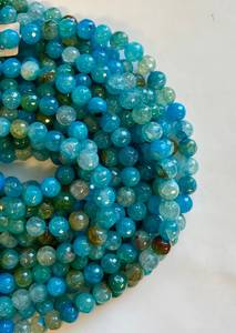 Cuentas de Ágata de Fuego Facetadas Redondas, Hilo de Piedras Naturales para Joyería, Cuentas Sueltas al por Mayor, Suministro a Granel - Product Image 2