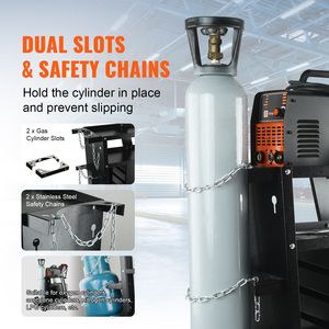Carrello per saldatura a 2 livelli con 4 cassetti, ruote girevoli a 360 gradi, capacità di carico 120 kg, contenitore per bombole e catene di sicurezza per lo stoccaggio - Product Image 5