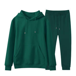 Ensemble de survêtement streetwear printemps en molleton uni pour homme – Polyester/Coton respirant et écologique – Sweat à capuche et pantalon de jogging - Product Image 2