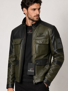 Comfortable <b>mens</b> <b>leather</b> <b>jacket</b> with refined craftsmanship flexible fit and dependable all season performance everyday appeal - Product Image 1
