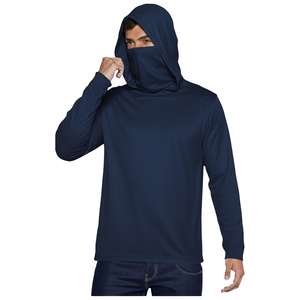 Chemise à manches longues à capuche pour homme, protection UV, couleur unie, polyester, pull-over, vêtements de pêche, haut anti-UV performant - Product Image 4