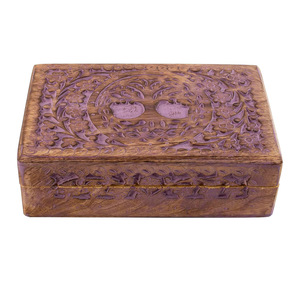 Boîte à bijoux en bois sculpté de qualité supérieure Arbre de vie Sculpture Boîte en bois de manguier pour souvenir Grand cadeau d'anniversaire Fourniture en gros - Product Image 1