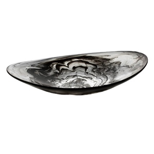 Bol en verre fumé ovale, design moderne fait main, plat de service décoratif - Product Image 1