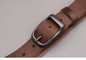 Cinturón de Cuero Vacuno de Primera Capa con Hebilla de Aleación de 3.7cm de Ancho para Hombre, Estilo Vintage para Jeans con Diseño Casual Sencillo - Product Image 5