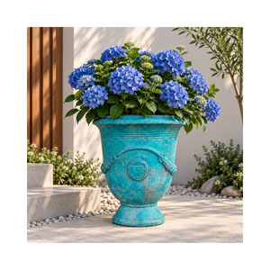 Urne en fibre de verre moderne, légère et décorative, avec piédestal, pour jardin, patio, hôtel et décoration intérieure - Product Image 1