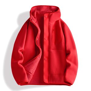 Veste polaire épaisse pour homme, doublée de sherpa, col montant, fermeture éclair, manteau d'hiver bicolore - Product Image 3