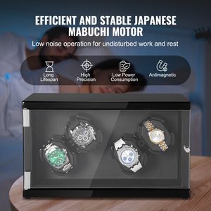 Super silenzioso giapponese Mabuchi Motors Watch Winder 4 orologi automatici per uomo donna blu LED luce accessori per schede ad alta densità - Product Image 4