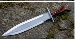 Couteau de chasse personnalisé en acier au carbone forgé à la main, lame à pointe tombante, manche en bois, étui en cuir, épaisseur de qualité industrielle - Product Image 2