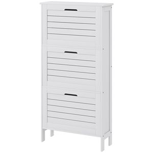 Mobiletto Portascarpe Sottile a 3 Cassetti con Ante a Persiana, Organizer Salvaspazio per Ingresso/Casa, Bianco, Contiene 6 Paia - Product Image 1