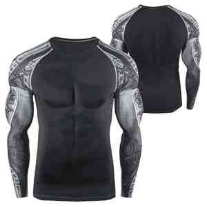 Rashguard à manches longues de couleur personnalisée pour hommes, en polyester, pour l'entraînement MMA - Product Image 3