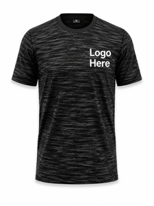 Men's Black Patterned Short Sleeve <b>T</b>-<b>Shirt</b> Regular Fit Quick Dry O-Neck Knitted <b>Polyester</b> Casual Wear with Front Logo - Product Image 2