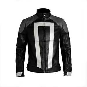ชุดคอสเพลย์นักขี่มอเตอร์ไซค์สีดำ Furat Leathers แจ็คเก็ตหนังวัวแท้สำหรับผู้ชาย กันลมและระบายอากาศได้ดี เหมาะสำหรับฤดูหนาว - Product Image 1