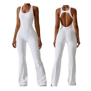 Combinaison de sport d'hiver sans couture tricotée et brodée, taille haute, col en V, sans manches, séchage rapide, en Spandex/Nylon, pour le fitness - Product Image 3