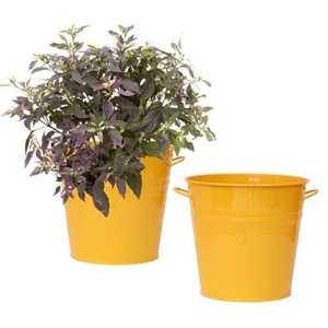 Yellow Metal Plant <b>Pot</b> Square Shape Powder Coated Durable Modern Design for Garden Flower Green Plant Use - Product Image 2