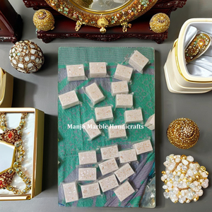 Caja de incrustaciones de mármol blanco de producto de marca de alta demanda de calidad superior con diseño de concha de mar de forma cuadrada para caja de almacenamiento de joyas - Product Image 1