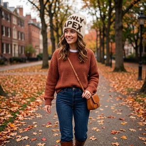 Custom Cream Fuzzy Knit Beanie Hat Brown Custom Logo Warm <b>Winter</b> <b>Cap</b> Unisex Streetwear Fashion Headwear Wholesale Manufacturer - Product Image 3