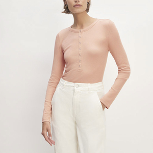 T-shirts à manches longues pour femmes, personnalisables avec logo, tendance, décontractés et confortables, 100 % coton, vente en gros - Product Image 1