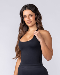 Top Deportivo Básico Personalizado con Logotipo, Color Sólido, Elástico, de Algodón Acordonado, Sin Mangas, Cuello Redondo, para Mujer - Product Image 3