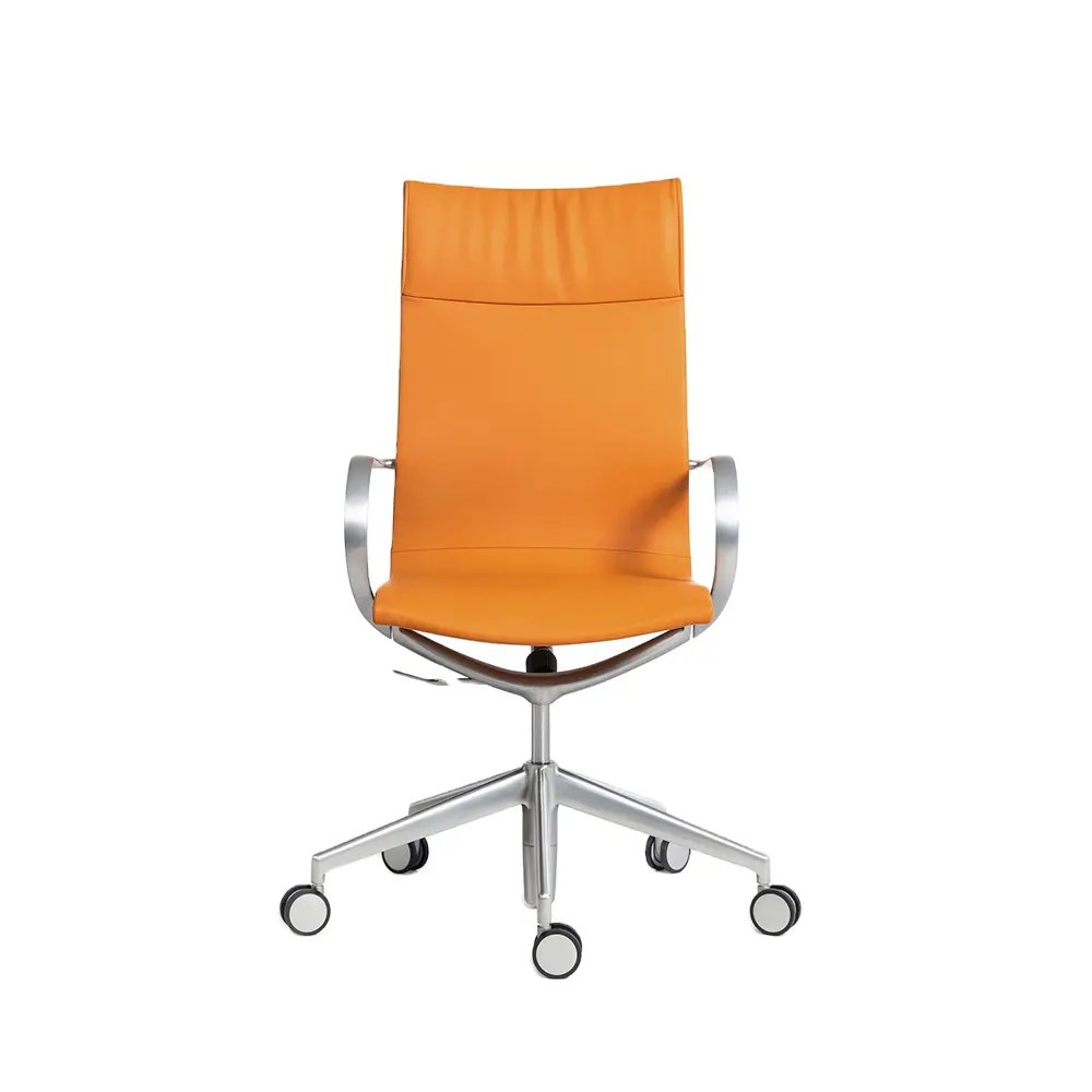 오렌지 가죽 하이 백 솔질 유약 알루미늄 합금 프레임베이스 완전한 회전 사무실 의자