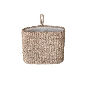 Cesta de pared de hierba marina tejida a mano con asa y forro de algodón, cesta de almacenamiento hecha a mano, venta al por mayor, ecológica, hecha en Vietnam - Product Image 5
