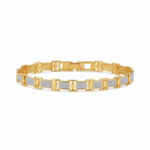 PULSERA DE ESLABONES TEXTURIZADOS EN TONOS ORO Y PLATA PARA HOMBRE DIVYORO - Product Image 1