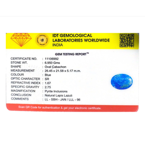 Natural Lapis Lazuli Loose Gemstone-34.75 Carat Certified Pear Cabochon - Product Image 4