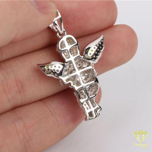 Hip Hop Angel Wing Pendant With Brilliant Diamond Look Jewelry Finish - Product Image 5
