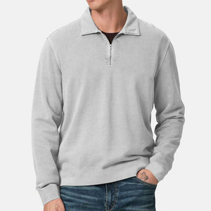 Sudadera de Forro Polar con Cierre de Cremallera de un Cuarto para Hombre, Color Verde Oliva, Corte Regular, Cuello Camisero, Ropa Casual de Otoño e Invierno - Product Image 2