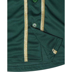 Maillot de baseball classique vert foncé avec bande dorée, vêtements de sport personnalisés pour hommes et femmes, vente en gros - Product Image 5