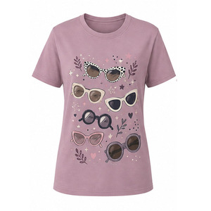 T-shirt imprimé pour femme en gros, T-shirt graphique personnalisé en coton doux, col rond, manches courtes, décontracté, mode streetwear, fabricant - Product Image 1
