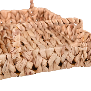Plateau décoratif rectangulaire artisanal en jacinthe d'eau, panier de rangement en osier tressé pour salle de bain et salon – Fabricant - Product Image 3