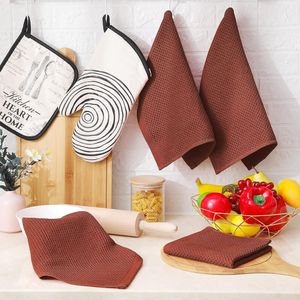 100% Cotton Waffle Weave Kitchen Dish Towels Ultra Soft Absorbent Quick Drying 12 X 12 Inches 6 Pack Rust - Product Image 3