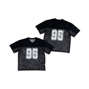 เสื้อเจอร์ซีย์โอเวอร์ไซส์ผู้ชายแบบครอปสั่งทำได้ ชุดยูนิฟอร์มอเมริกันฟุตบอลผ้าตาข่ายขายส่งสไตล์สตรีทแวร์ - Product Image 1